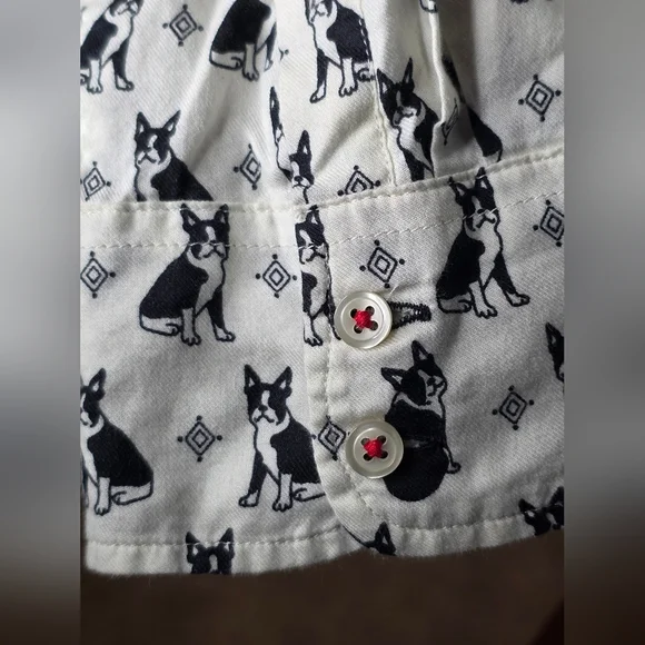 Talbots XL Dog Print Button Front Cotton Blouse Preppy Casual Shirt - Picture 7 of 10